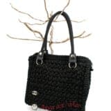 Τσάντα πλεκτή μαύρη CLASSIC Handmade - Λίγα απ' όλα