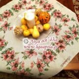 Σταμπωτό καρέ με ροζ λουλούδια 1μ x 1μ - Gobelin