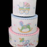 Σταμπωτή βαμβακερή φάσα για κέντημα AIDA 5εκ Αλογάκι πιπίλα καρότσι