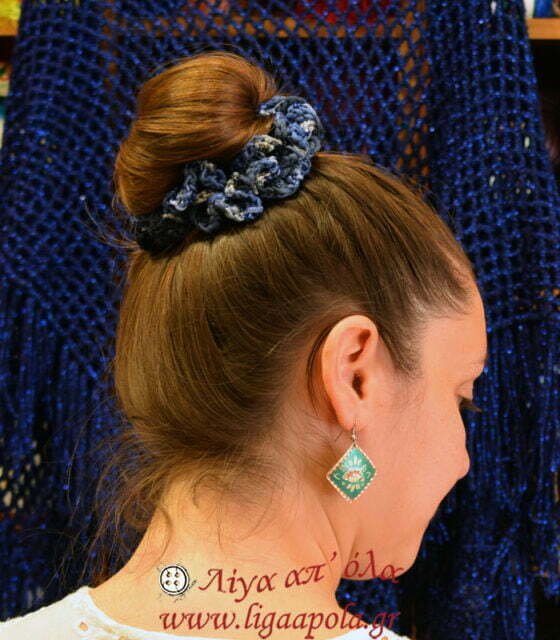 Scrunchie Πλεκτό λαστιχάκι για μαλλιά αποχρώσεις του μπλε Λίγα απ' όλα - Πλέξιμο, Ράψιμο, Κέντημα