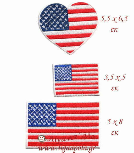 Θερμοκολλητικό σιδερότυπο μοτίφ σήμα Αμερικάνικη σημαία Λίγα απ' όλα - Πλέξιμο, Ράψιμο, Κέντημα