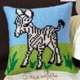 Σταμπωτό μαξιλαράκι κιτ σε χοντρό καμβά 35x35 - Ζέβρα 01.131 Gobelin