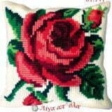 Σταμπωτό μαξιλαράκι κιτ σε χοντρό καμβά 35x35 - Τριαντάφυλλο 01.141 Gobelin