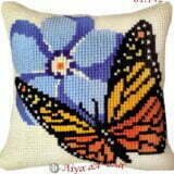 Σταμπωτό μαξιλαράκι κιτ σε χοντρό καμβά 35x35 - Πεταλούδα 01.142 Gobelin
