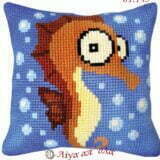 Σταμπωτό μαξιλαράκι κιτ σε χοντρό καμβά 35x35 - Αλογάκι της Παναγίας 01.145 Gobelin