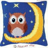 Σταμπωτό μαξιλαράκι κιτ σε χοντρό καμβά 35x35 - Κουκουβάγια φεγγαράκι 01.149 Gobelin