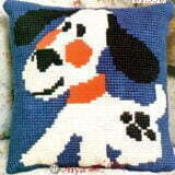 Σταμπωτό μαξιλαράκι κιτ σε χοντρό καμβά 35x35 - Σκυλάκι 01.350 Gobelin