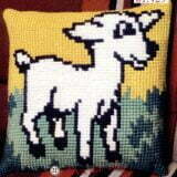 Σταμπωτό μαξιλαράκι κιτ σε χοντρό καμβά 35x35 - Κατσικούλα 01.429 Gobelin