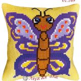 Σταμπωτό μαξιλαράκι κιτ σε χοντρό καμβά 35x35 - Πεταλούδα 01.169 Gobelin