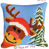 Σταμπωτό μαξιλαράκι κιτ σε χοντρό καμβά 35x35 - Τάρανδος 01.173 Gobelin