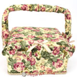 Ξύλινο κουτί ραπτικής με ύφασμα Φλοράλ σχέδιο