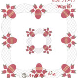 Σταμπωτό Πασχαλινό καρέ κόκκινα αυγά φαμπερζέ 100x100 κνωσός - Πεταλούδα Art513-11