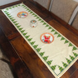 Μετρητό κέντημα Χριστουγεννιάτικη τραβέρσα έλατα 135x40 ύφασμα Creta ή Αττικόν