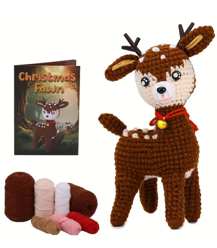 Χριστουγεννιάτικο Κιτ πλεξίματος amigurumi για αρχάριους Ταρανδάκι 17x9
