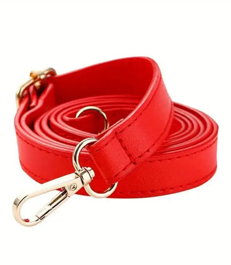 Λουρί τσάντας χιαστί 2εκ κόκκινο δερματίνη 70-130εκ χρυσά κουμπώματα