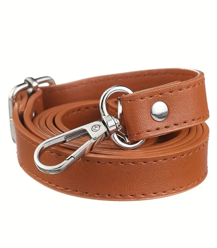 Λουρί τσάντας χιαστί 2εκ ταμπά δερματίνη 70-130εκ ασημί κουμπώματα