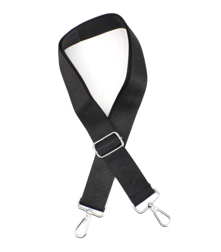 Ιμάντας λουρί τσάντας μαύρο για χιαστί 3,8εκ 75-133εκ ασημί κουμπώματα