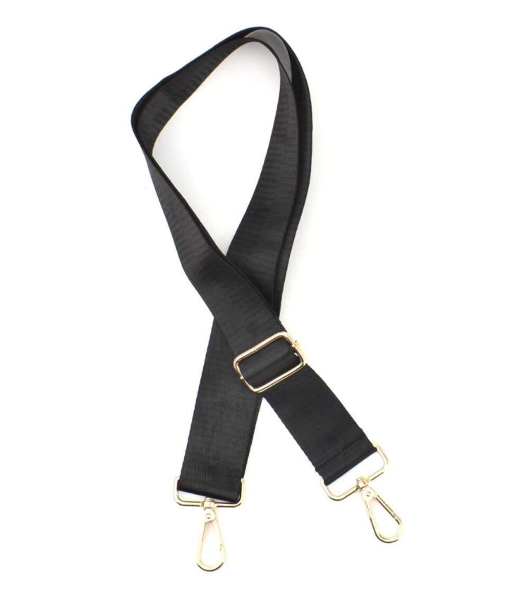 Ιμάντας λουρί τσάντας μαύρο για χιαστί 3,8εκ 75-133εκ χρυσά κουμπώματα