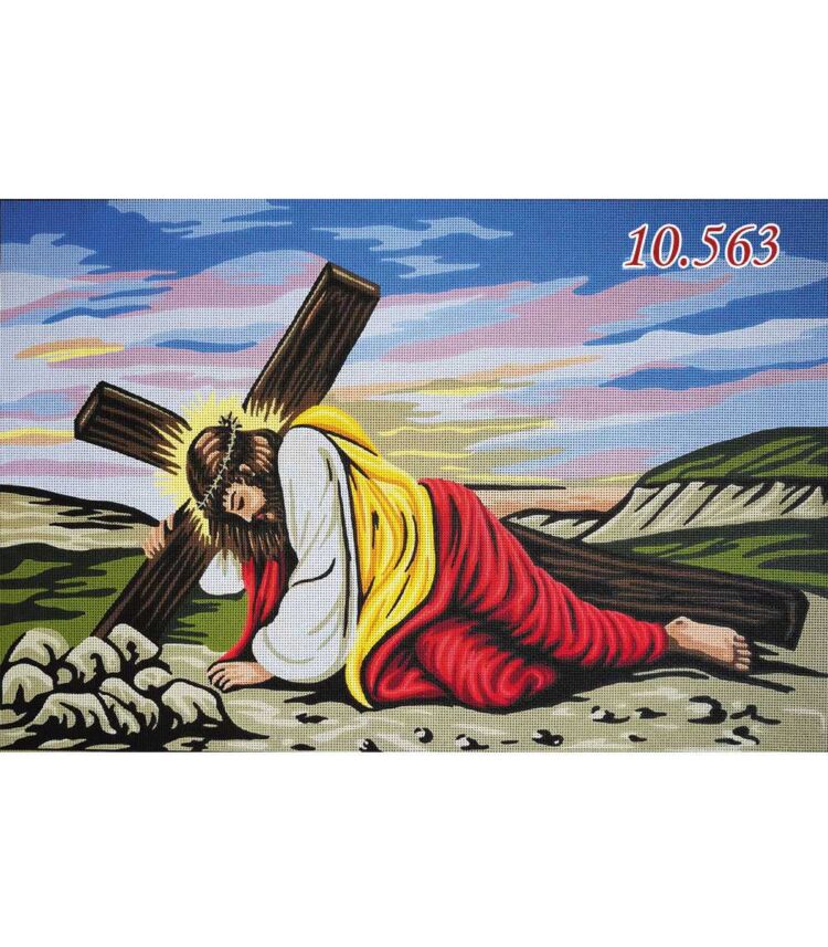 Σταμπωτό κέντημα εκκλησιαστικό κάδρο Χριστός με σταυρό 60x85 Καμβάς - Gobelin 10.563