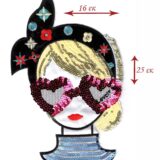 Θερμοκολλητικό σιδερότυπο μοτίφ Κοπέλα με γυαλιά καρδούλες 25x16 - Marbet 121388