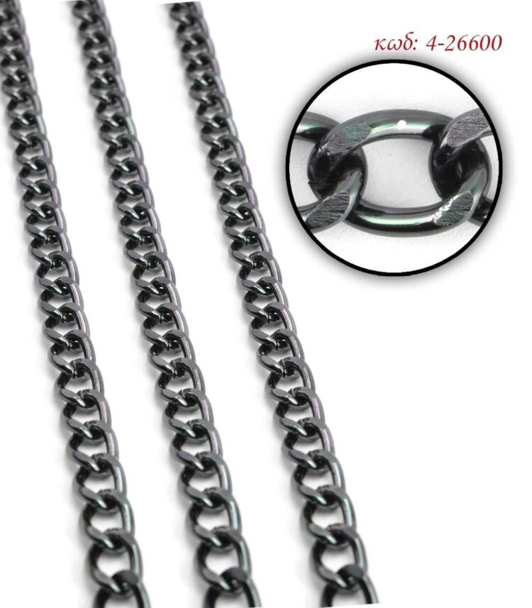 Μεταλλική αλυσίδα με το μέτρο Ανθρακί αλουμινίου 11x15 χιλ - 4-26600