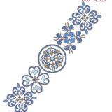 Σταμπωτή τραβέρσα Μπλε λουλούδια γεωμετρικά 50x130 κνωσός - Πεταλούδα Art545-28