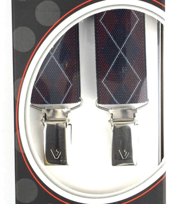 Τιράντες παντελονιού Victoria Ελληνικές 25mm Μπορντό μπλέ σκούρο ρόμβοι