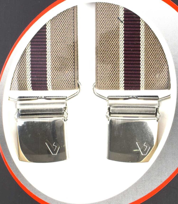 Τιράντες παντελονιού Victoria Ελληνικές 35mm Μπεζ μπορντό ριγέ