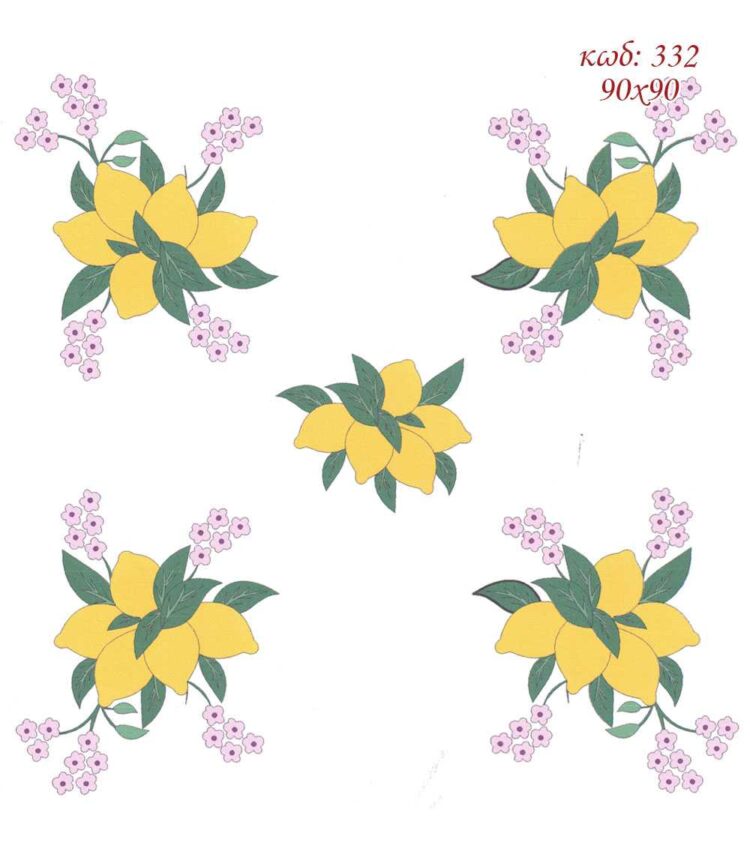 Σταμπωτό Κέντημα Καρέ Λεμόνια 90x90 Κνωσός Art332 - Pero ΕΧ