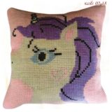 Σταμπωτό μαξιλαράκι κιτ σε χοντρό καμβά Σμύρνα 45x45 - Μονόκερος 02-18 - Pero