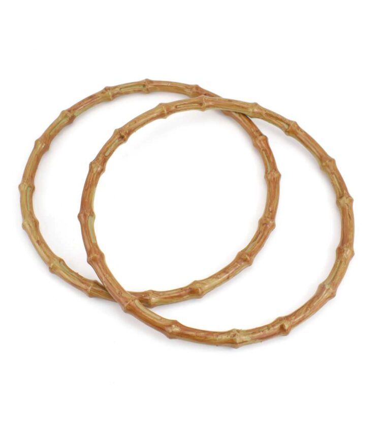 Χερούλια τσάντας κρίκοι κοκκάλινα καφέ υφή και όψη ξύλου 20εκ