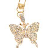 Μεταλλικό διακοσμητικό τσάντας Πεταλούδα με στρασάκια κρεμαστό 5x4