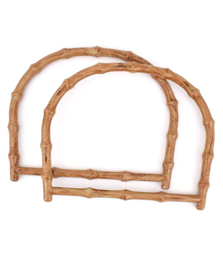 Χερούλια τσάντας κοκκάλινα καφέ υφή και όψη ξύλου 15x19εκ