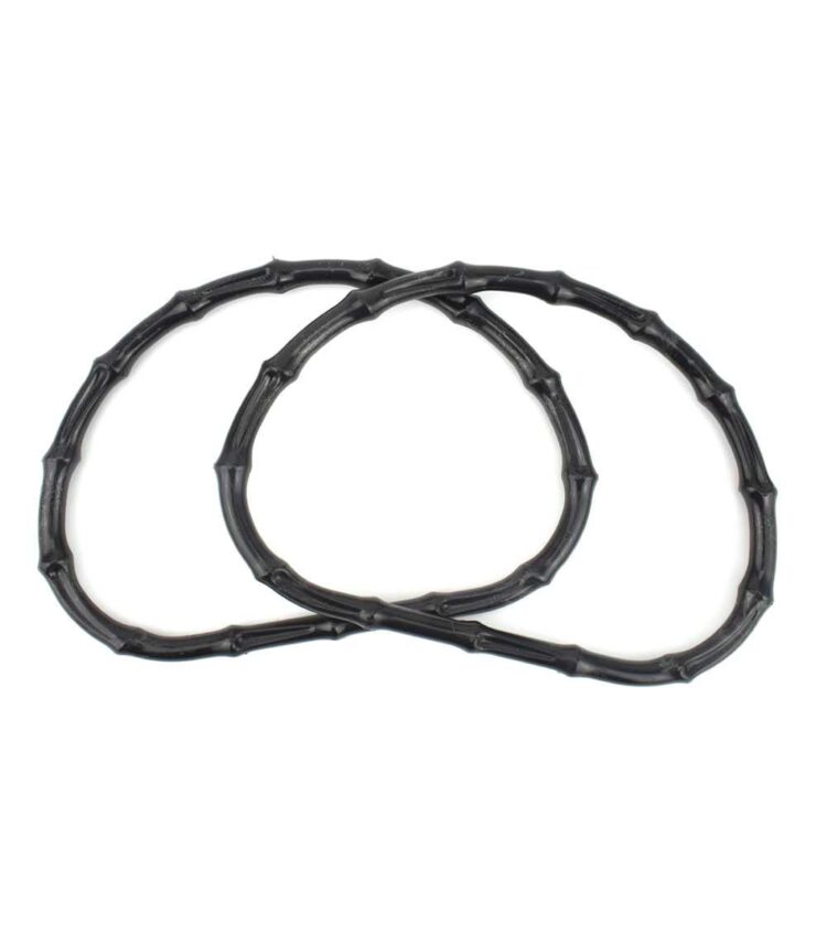 Χερούλια τσάντας κοκκάλινα μαύρο οβάλ υφή και όψη ξύλου 14x20εκ