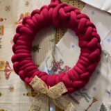 Στεφανάκι Marshmallow Χριστουγεννιάτικο διακοσμητικό Μπορντό 30εκ - Α94