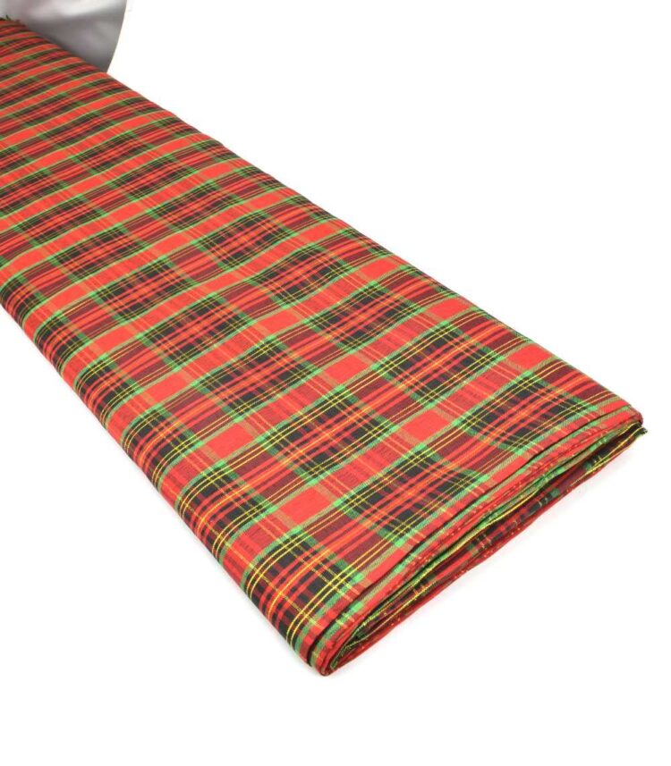 Ύφασμα με το μέτρο διακοσμητικό χριστουγεννιάτικο καρό Φάρδος 145εκ Κόκκινο πράσινο χρυσό