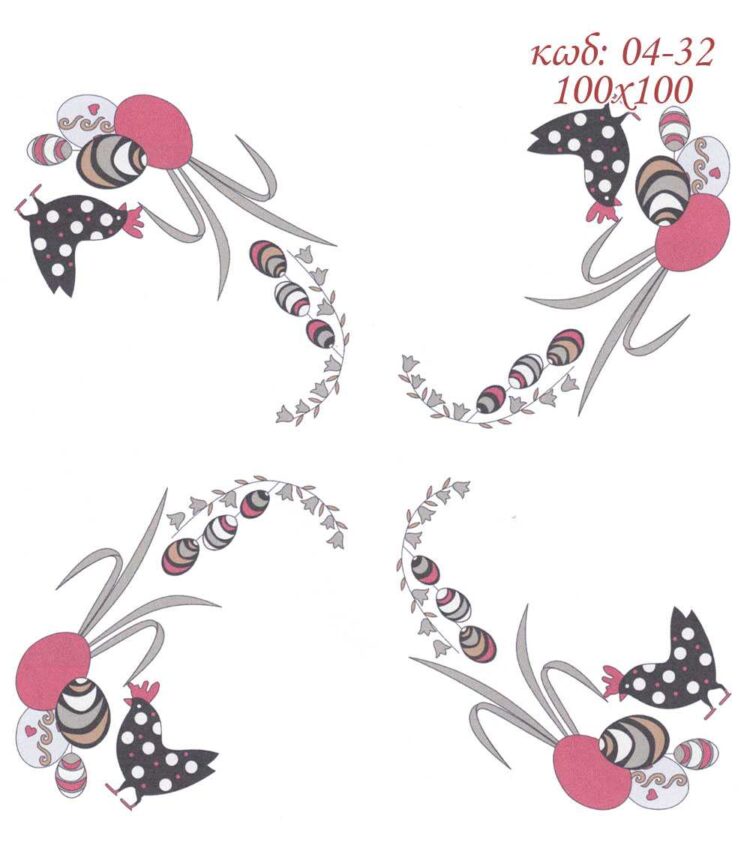 Σταμπωτό Πασχαλινό Κέντημα Καρέ Κότες με αυγά 100x100 Κνωσός Art04-32 - Pero