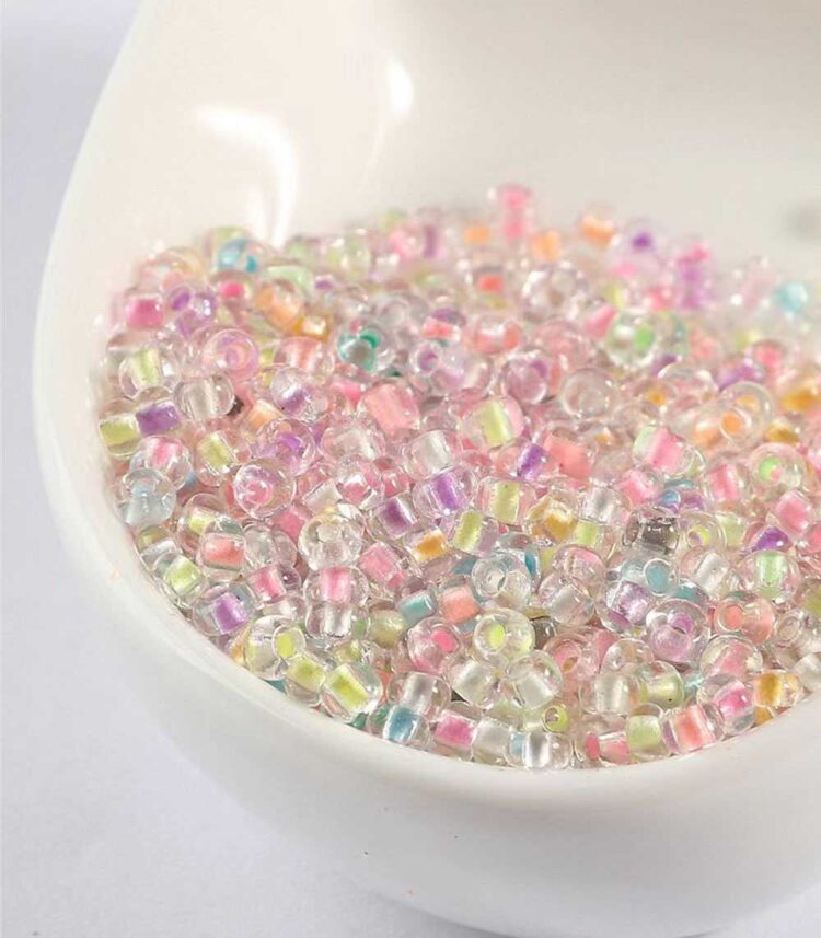 Γυάλινο ψιλό χαντράκι για κέντημα και χειροτεχνίες ροκαι στρογγυλό Φωσφοριζέ 3χιλ - 50γρ