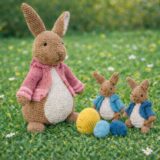 Πλεκτό χειροποίητο Πασχαλινό ΣΕΤ amigurumi Λαγουδίνα με λαγουδάκια και αυγά 40εκ ΜΑΚ109