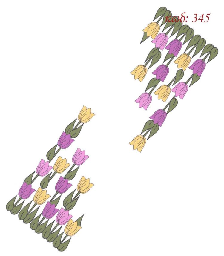 Σταμπωτό Κέντημα τραβέρσα μοβ και κίτρινες Τουλίπες 40x120 εκατοστά ύφασμα Κνωσός Art345 - Pero