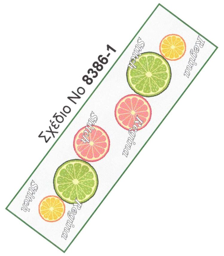 Σταμπωτή τραβέρσα για κέντημα με καλοκαιρινό σχέδιο εσπεριδοειδή 40x140 ύφασμα κνωσός εκρού Regina Stitch 8386-1