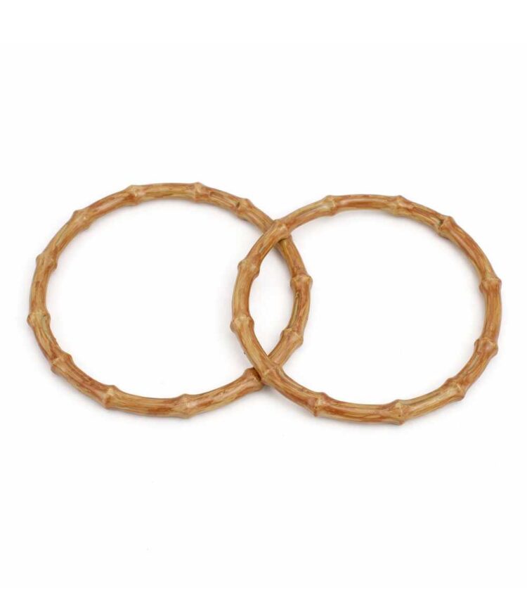 Χερούλια τσάντας κρίκοι κοκκάλινα καφέ υφή και όψη ξύλου 12εκ