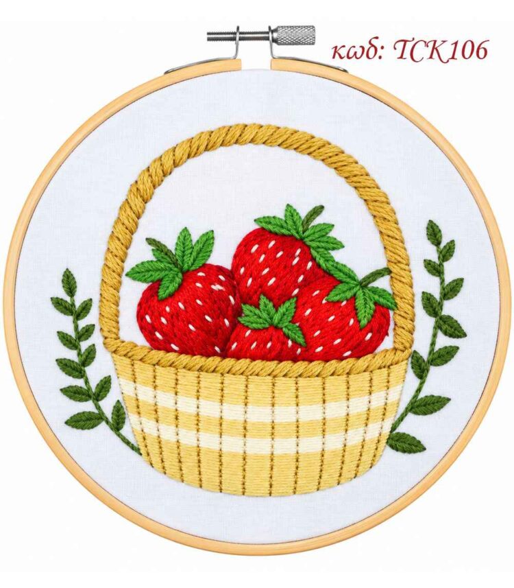 Κιτ Κεντήματος με Τελάρο 15εκ – Trimits Φράουλες TCK106