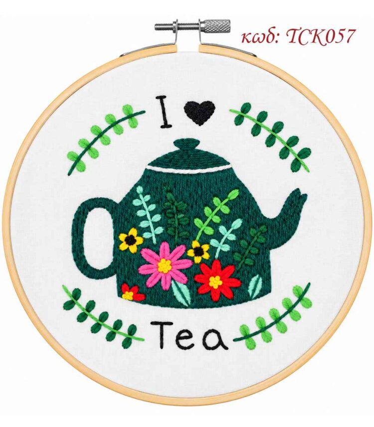 Κιτ Κεντήματος με Τελάρο 15εκ – Trimits I love Tea TCK057